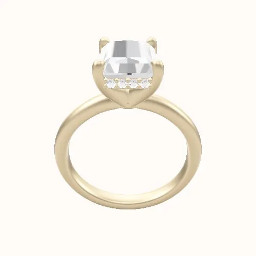 Rounded Solitaire Engagement Ring With V Prong with Hidden Halo Head