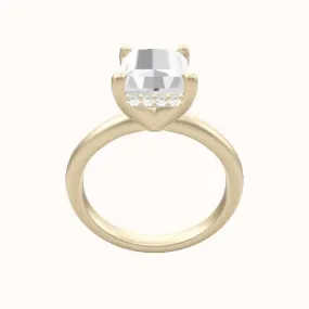 Rounded Solitaire Engagement Ring With V Prong with Hidden Halo Head