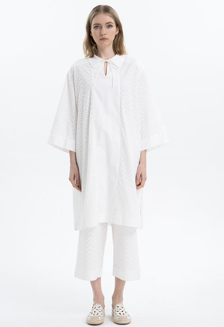 Schiffli Solid Yoke Dress