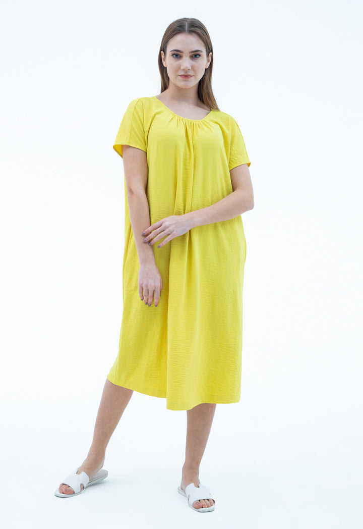 Scooped Neck Solid Dress