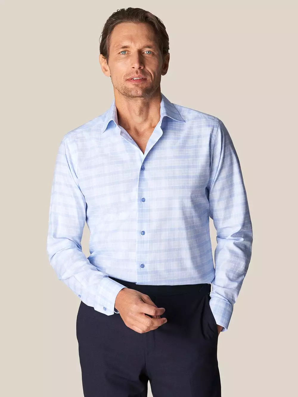 Slim Fit - Prince of Wales Checked Signature Twill Shirt