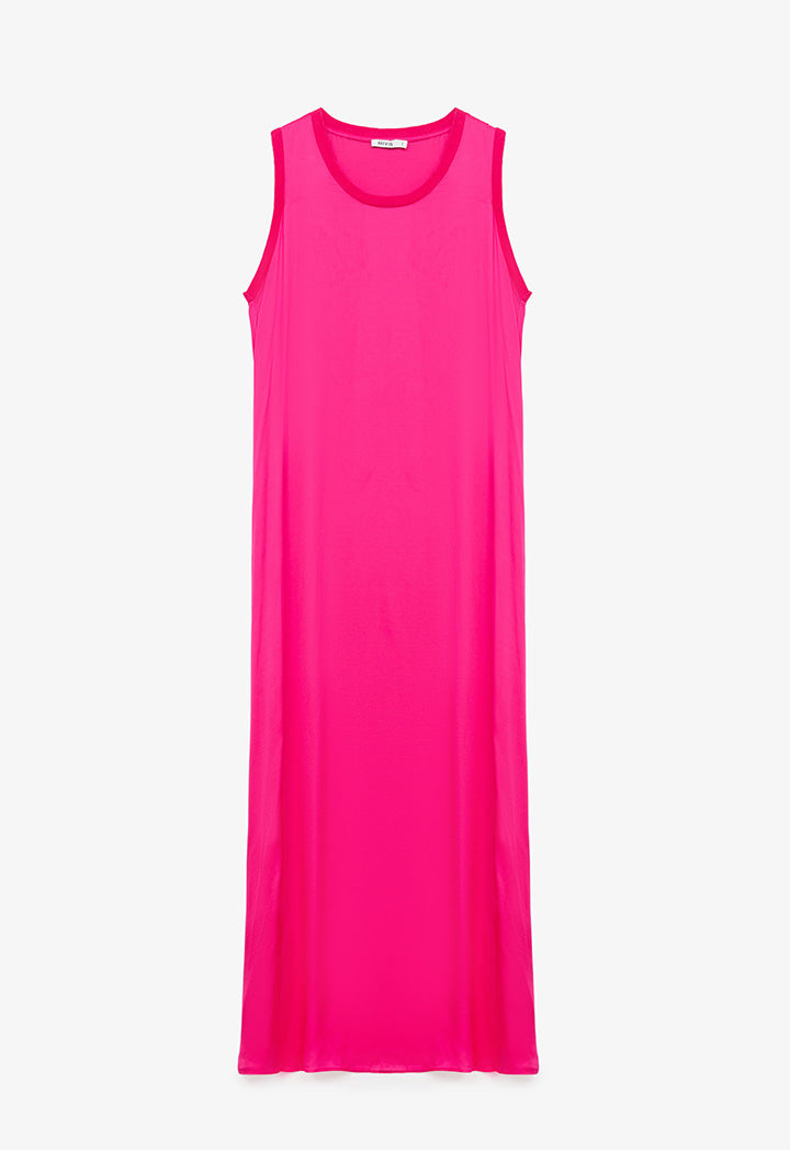 Solid A-line Maxi Sleeveless Dress