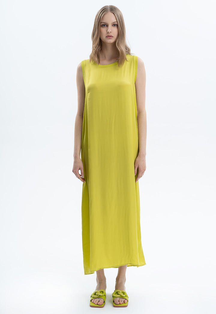 Solid A-line Maxi Sleeveless Dress