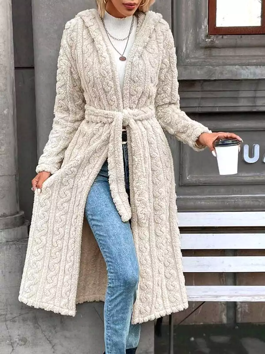 Stay Cozy and Fashionable in Women's Belted Fleece Sherpa Winter Coat