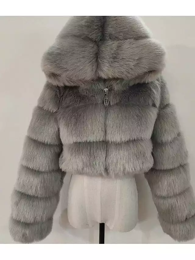 Stay Warm and Stylish in the Chilly Winter Months with Our Women's Faux Fur Hooded Coat