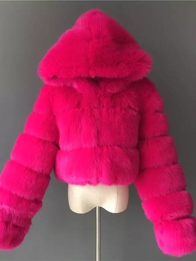 Stay Warm and Stylish in the Chilly Winter Months with Our Women's Faux Fur Hooded Coat