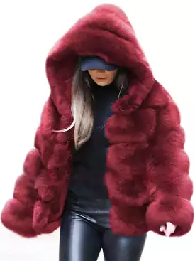 Stylish Women's Faux Fur Coat with Lace-Up Design