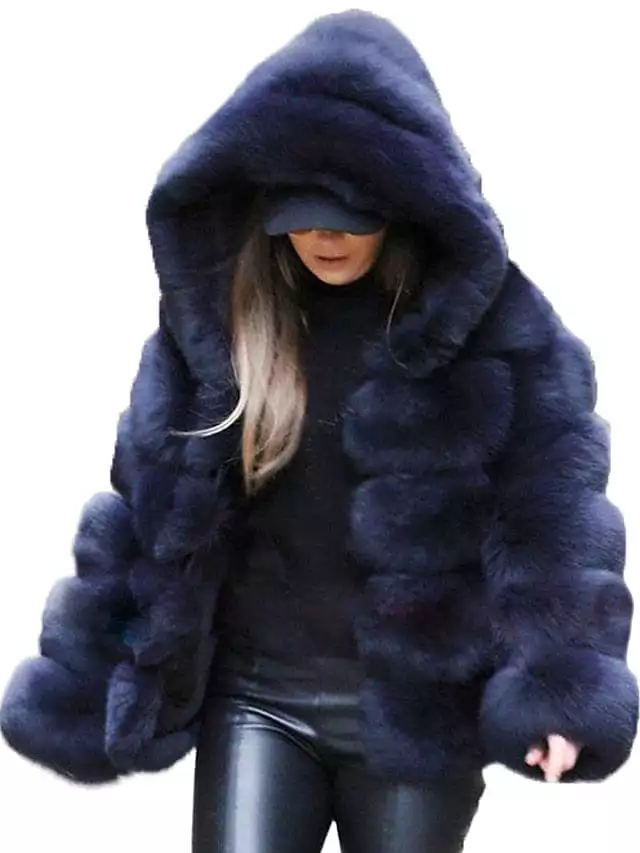 Stylish Women's Faux Fur Coat with Lace-Up Design