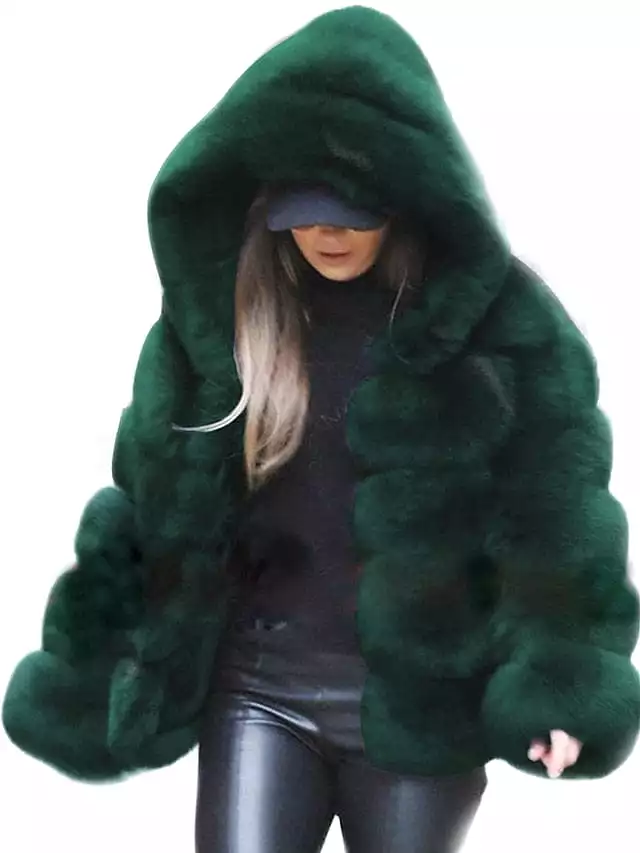 Stylish Women's Faux Fur Coat with Lace-Up Design