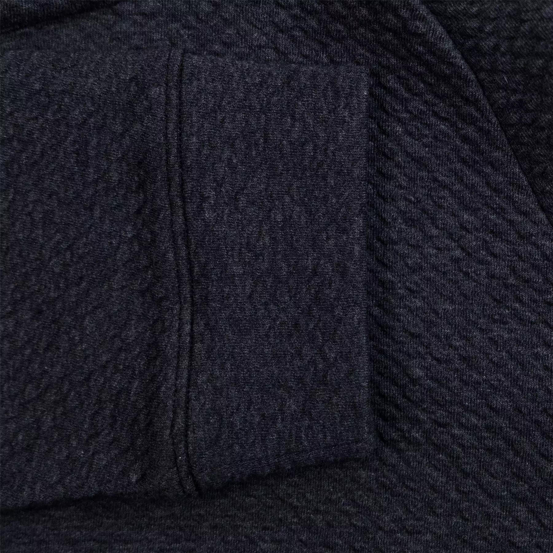 Textured Double Knit Cotton Hoodie Heathered Black - SS24