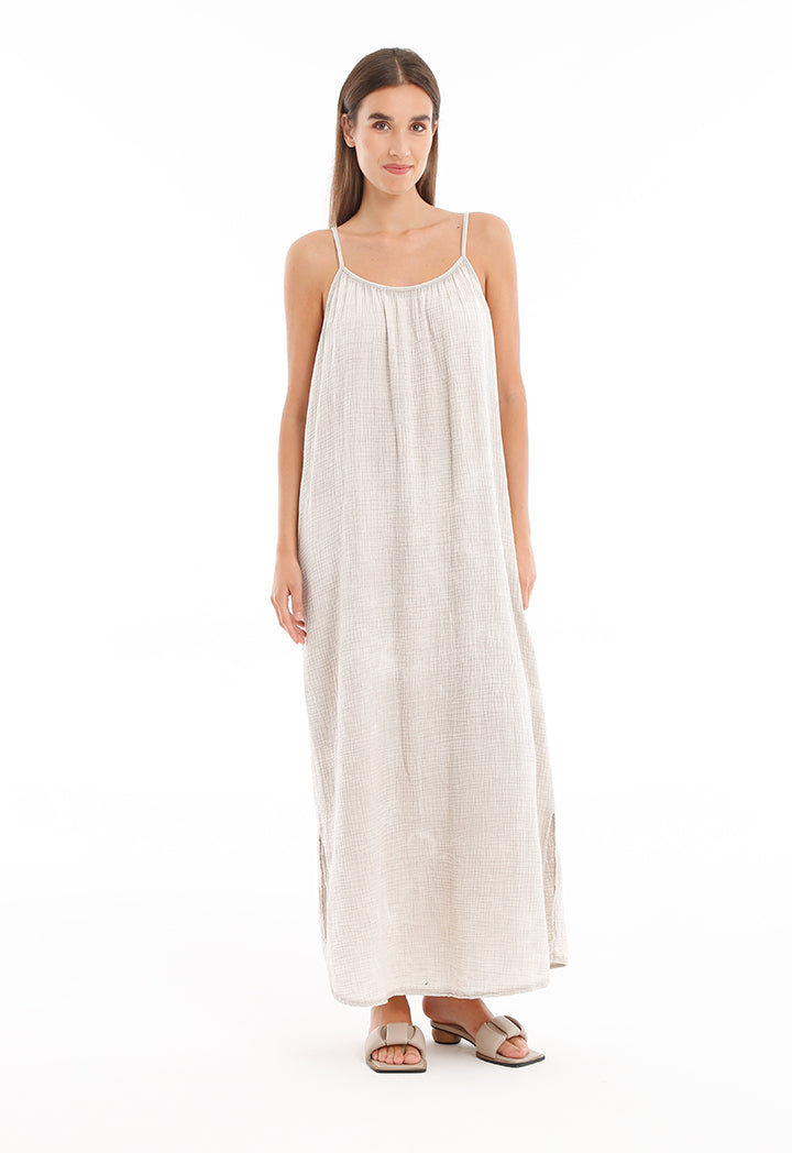 Textured Sleeveless Maxi Dress