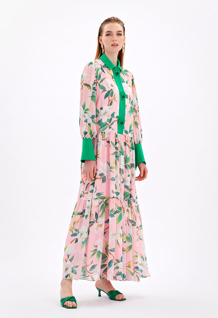 Tiered Floral Print Maxi Dress