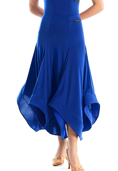 Victoria Blitz Long Ballroom Practice Skirt with Panel Design and Wrapped Horsehair Hem Available in Royal Blue and Black AVOLA 