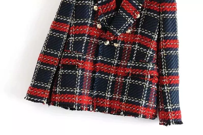 Women Plaid Tweed Blazer Women - Casual - Plaid