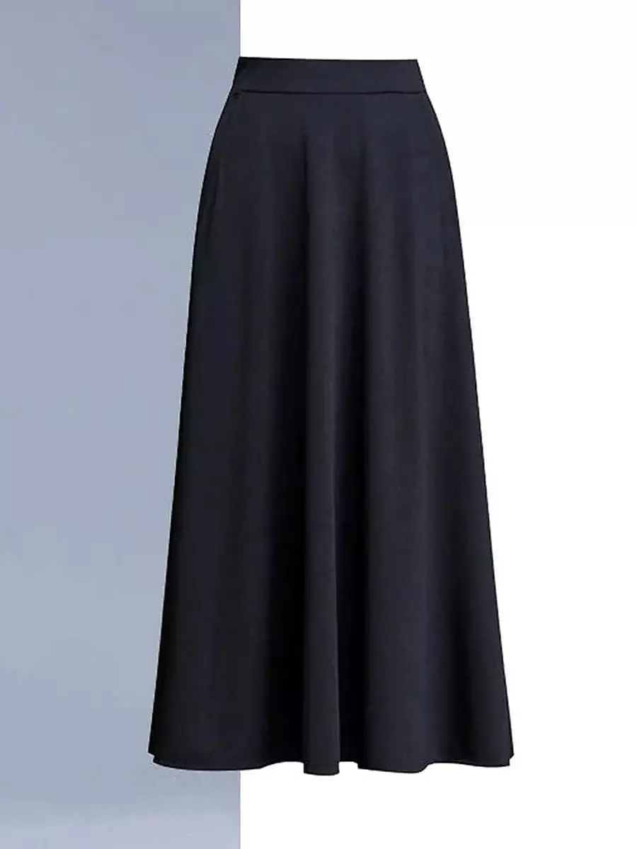 Women's Elegant A-Line Work Skirt with Pockets and Zipper Closure