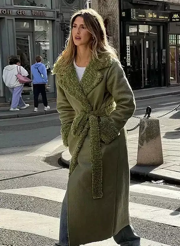 Womens Lamb Wool Long Overcoat For Women Vintage Coat Autumn Winter