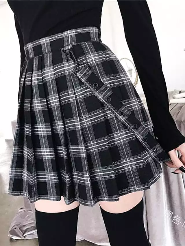 Women's Pleated Plaid Gothic Skirt