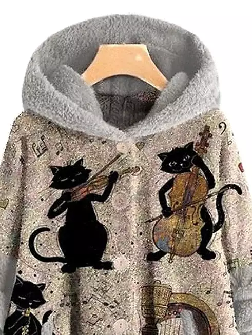 Women's Plus Size Animal Cat Teddy Hooded Winter Coat