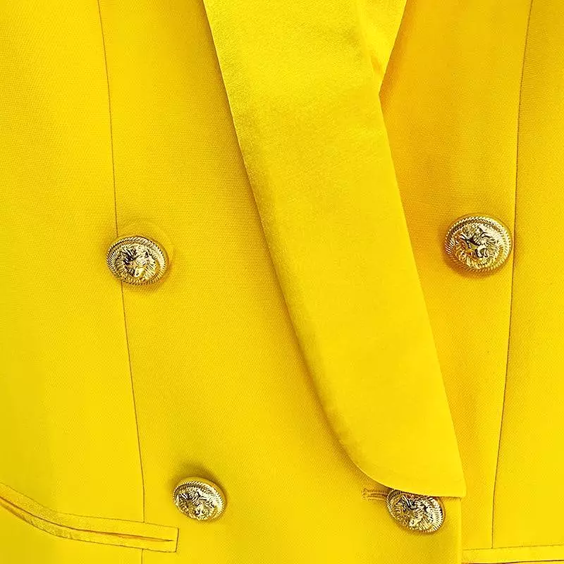 Yellow Tuxedo Blazer Dress- Double Breasted