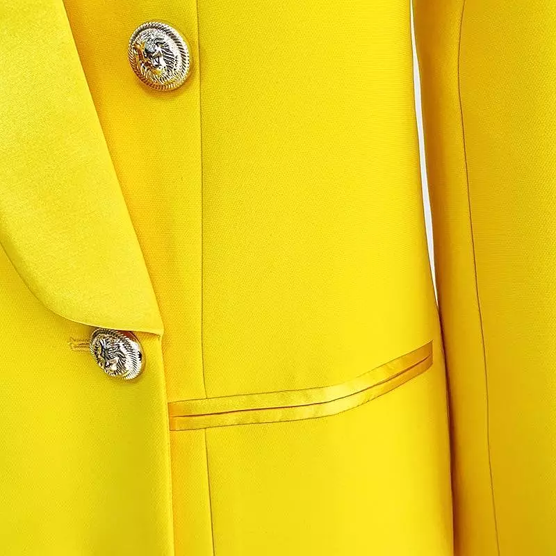 Yellow Tuxedo Blazer Dress- Double Breasted