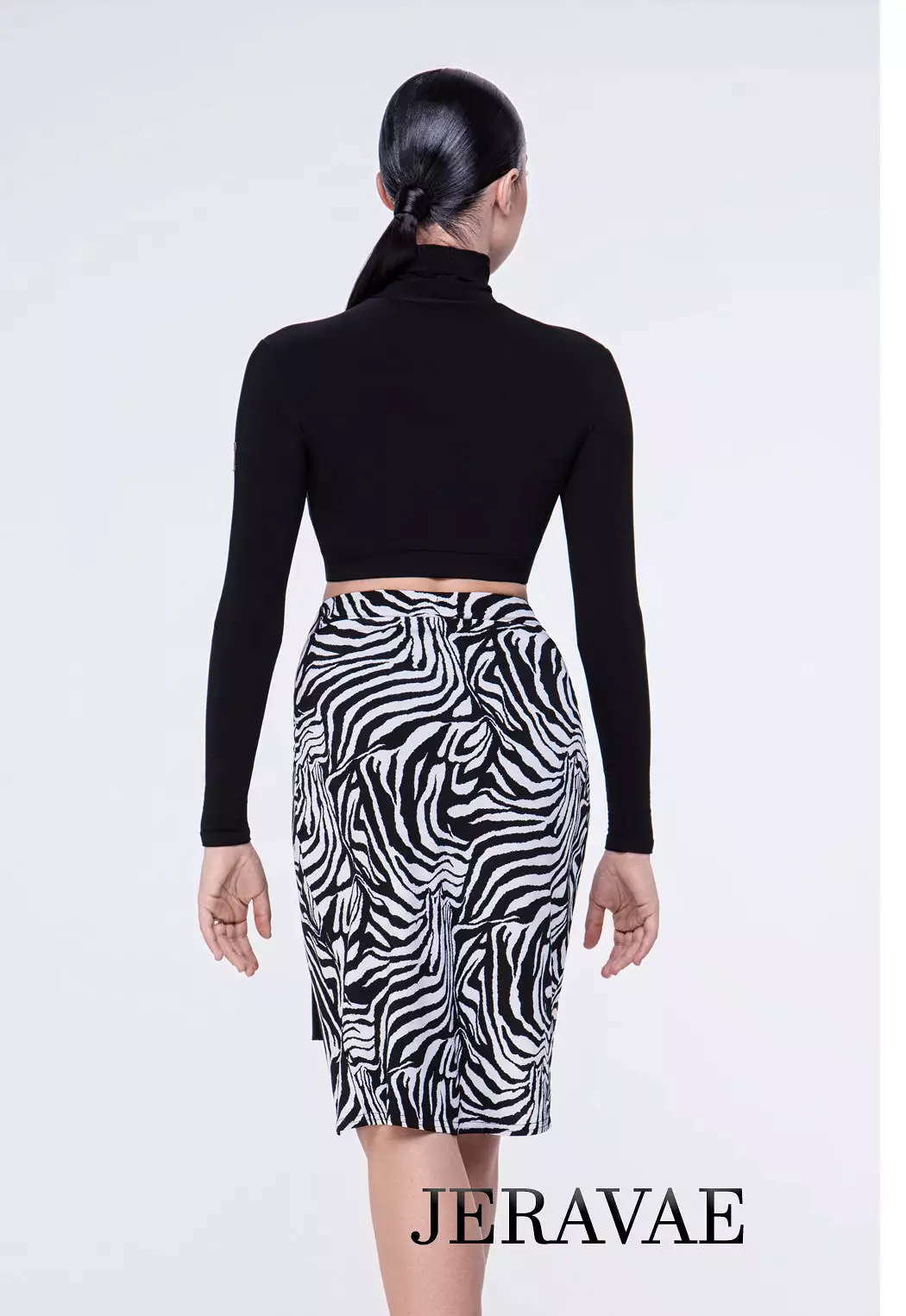 Zebra, Leopard Print, or Black Pencil Latin Practice Skirt with Front Sash Tie and Short Slit PRA 640