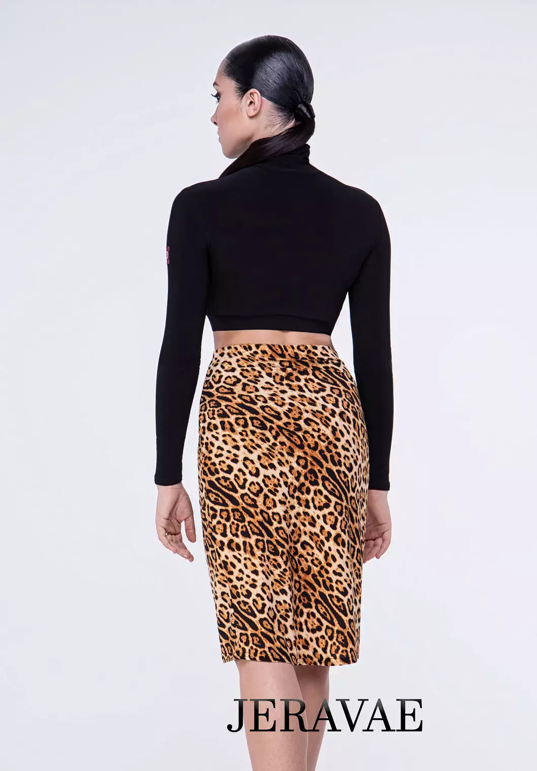 Zebra, Leopard Print, or Black Pencil Latin Practice Skirt with Front Sash Tie and Short Slit PRA 640