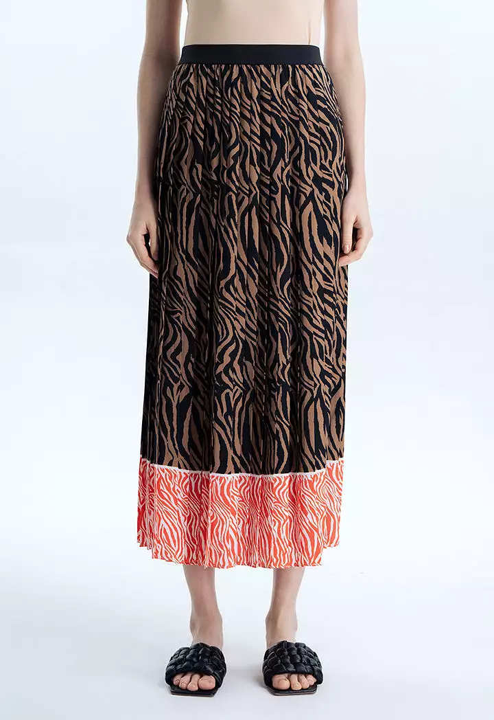 Zebra Printed Skirt With Contrast Hem