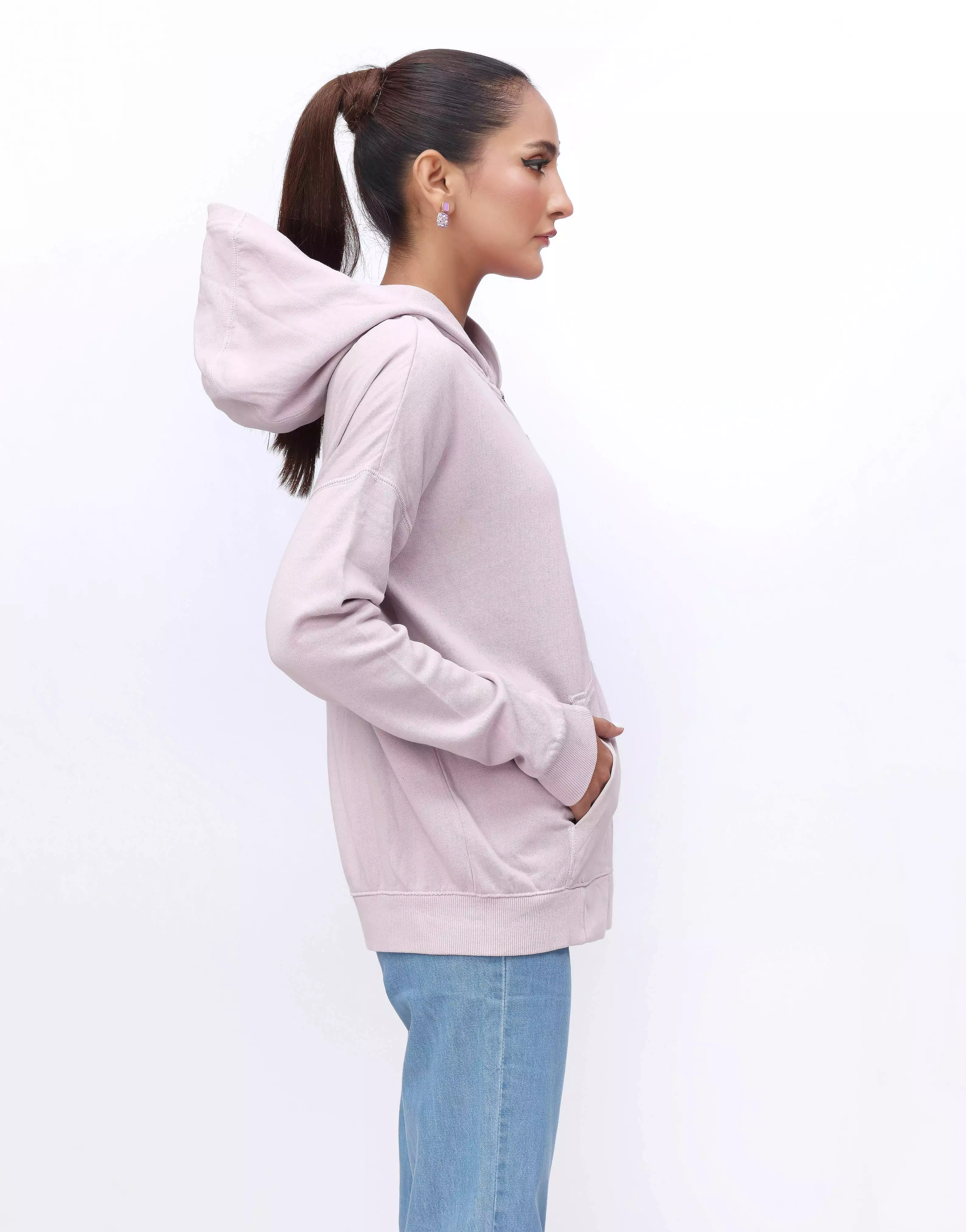 Zipper Fleece Hoodie- Lilac